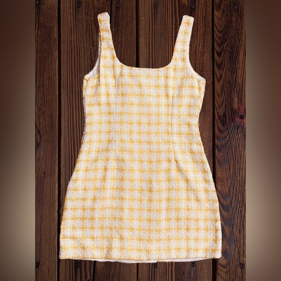 NBD Women’s Size Medium Bergette Mini Dress In Yellow & White • Double Breasted - Picture 2 of 16